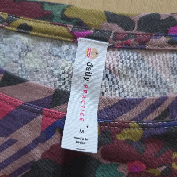 Anthropologie Daily Practice Ruched Mini Jersey Floral Print Long Sleeve Dress M - Picture 7 of 10